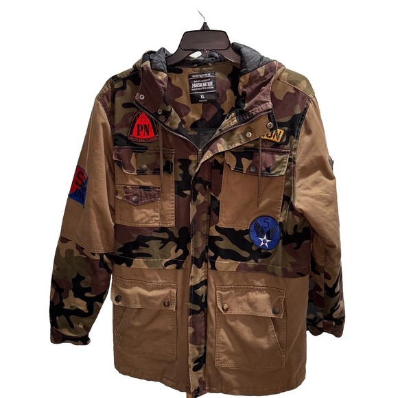 Parish Nation Other - Parish Nation Camo Streetwear Jacket Men's XL Health Wealth Wisdom Patches Y2K
